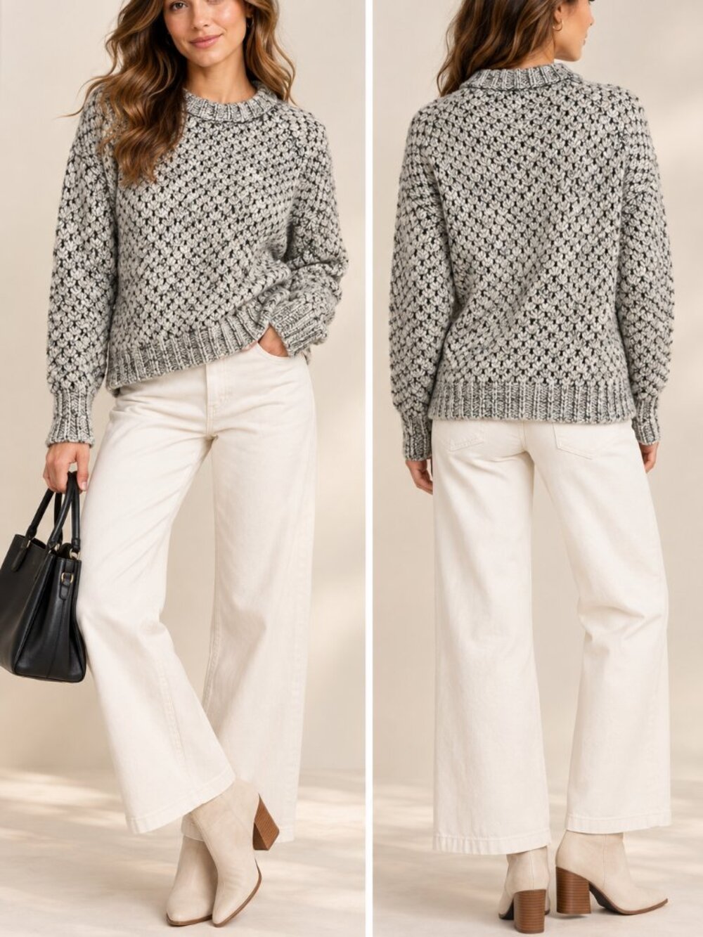Theory Zambra Veer Gray Wool Mohair Chunky Knit Sweater Size P/TP or XS